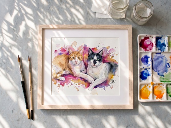 Retrato de gato pintado a mano, Costa Rica