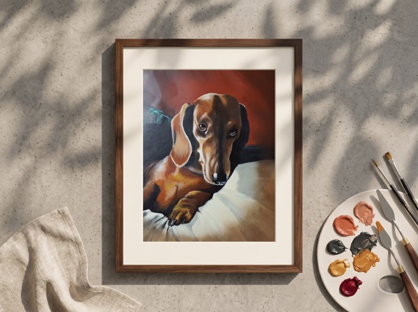 Retrato de perro salchicha pintado a mano, Costa Rica