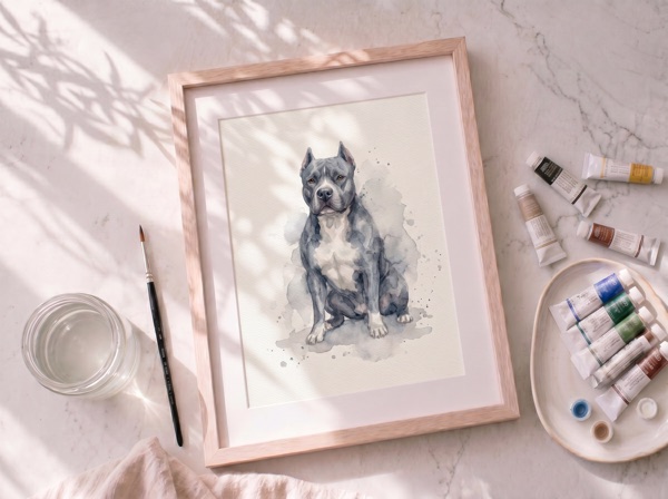 Mini retrato de perro American Bully