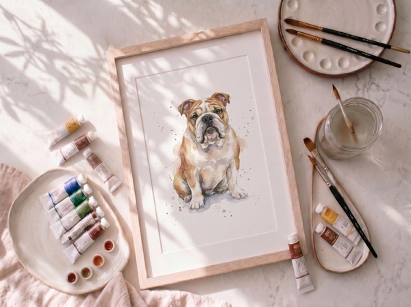 Mini retrato de perro Bulldog