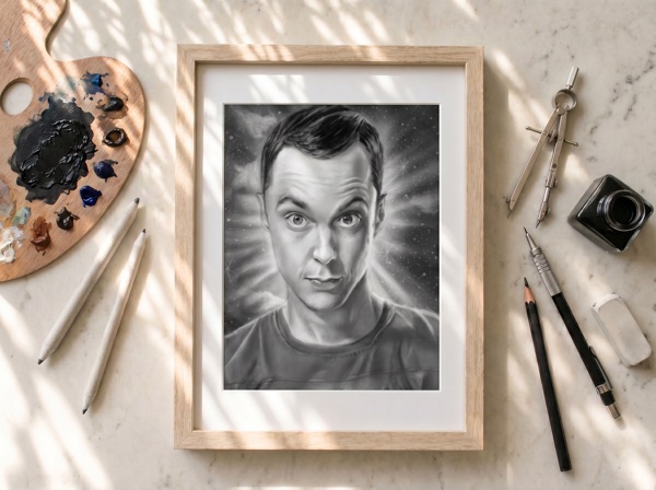 Retrato a pincel seco de hombre con mirada intensa