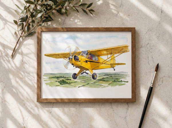 Retrato pintado de avioneta personalizada
