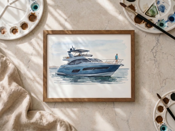 Retrato pintado de yate personalizado