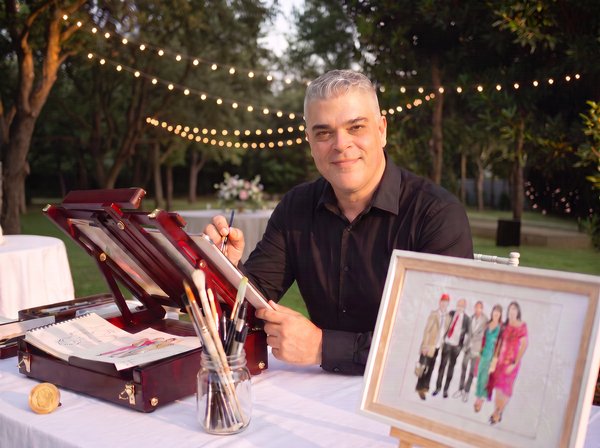 Retratos en vivo durante una boda