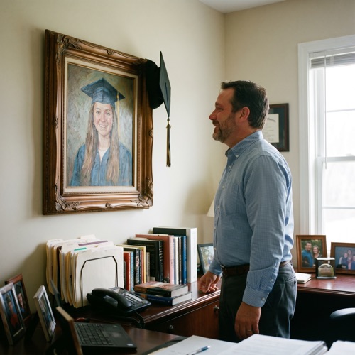 Cliente con su retrato de graduación