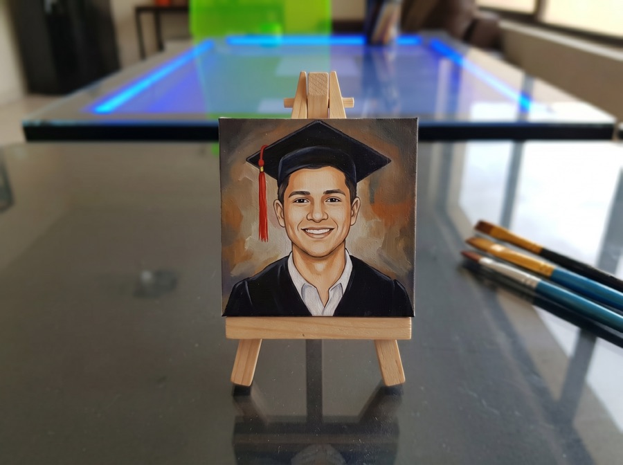 Mini-retrato de graduación en exhibición